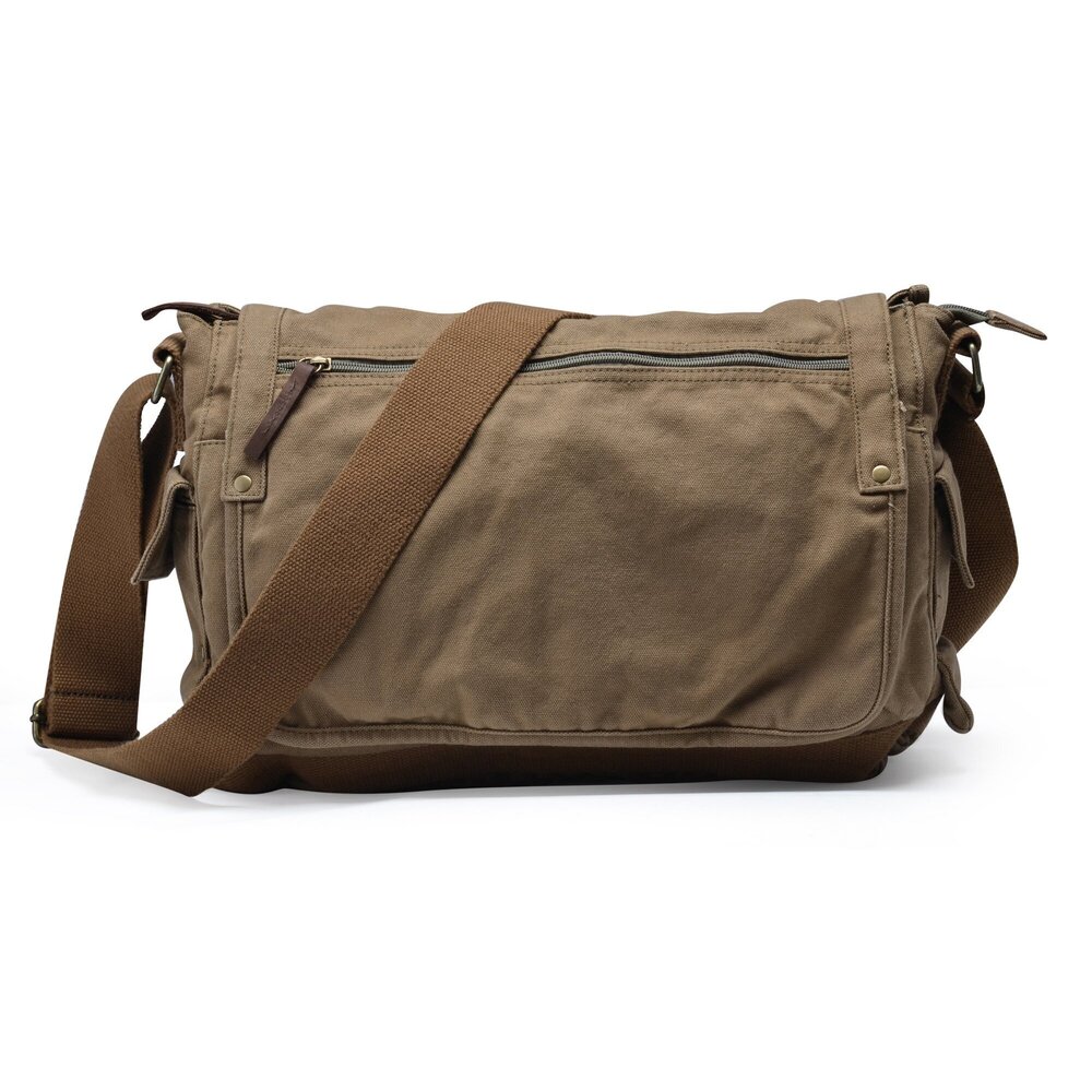 3399 Canvas Messenger Bag - Vintage Cross Body Shoulder Satchel, Field Tan